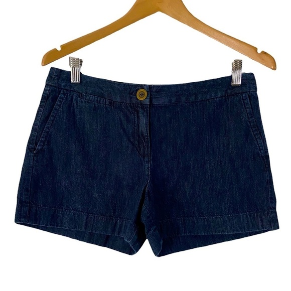 LOFT Ann Taylor Denim Jean Shorts Size 4 Dark Wash Cotton Mid-Rise Pockets - Picture 1 of 8